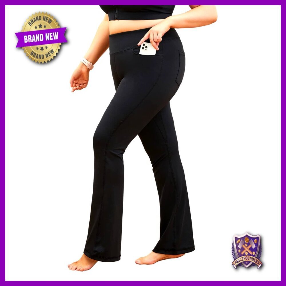 Plus Size Yoga Leggings with Pockets Tummy Control Workout Pants 2X